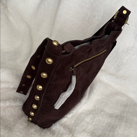 Elegant Suede Dark Chocolate Shoulder Bag - Picture 7 of 7